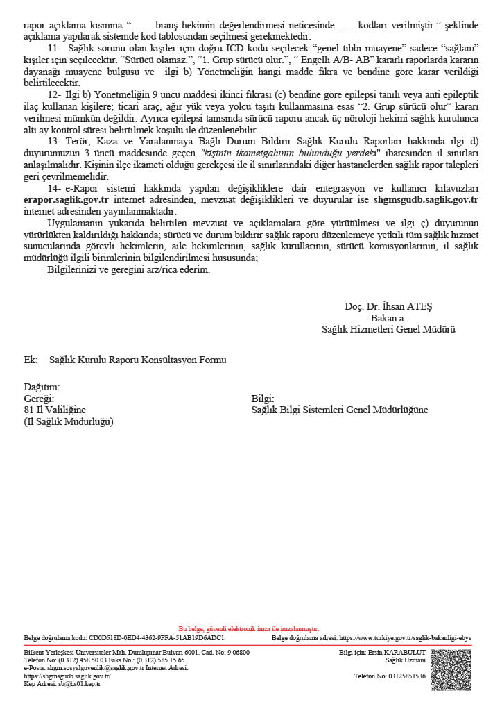 “Sağlık Raporları Hakkında Uyulması Gerekli Kurallar” konulu yazı - 3