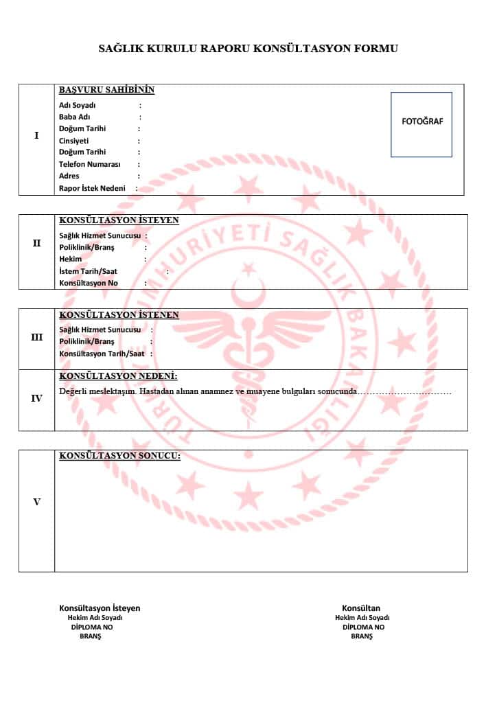 Sürücü Sağlık Kurulu Raporu Konsültasyon Formu 14/06/2023